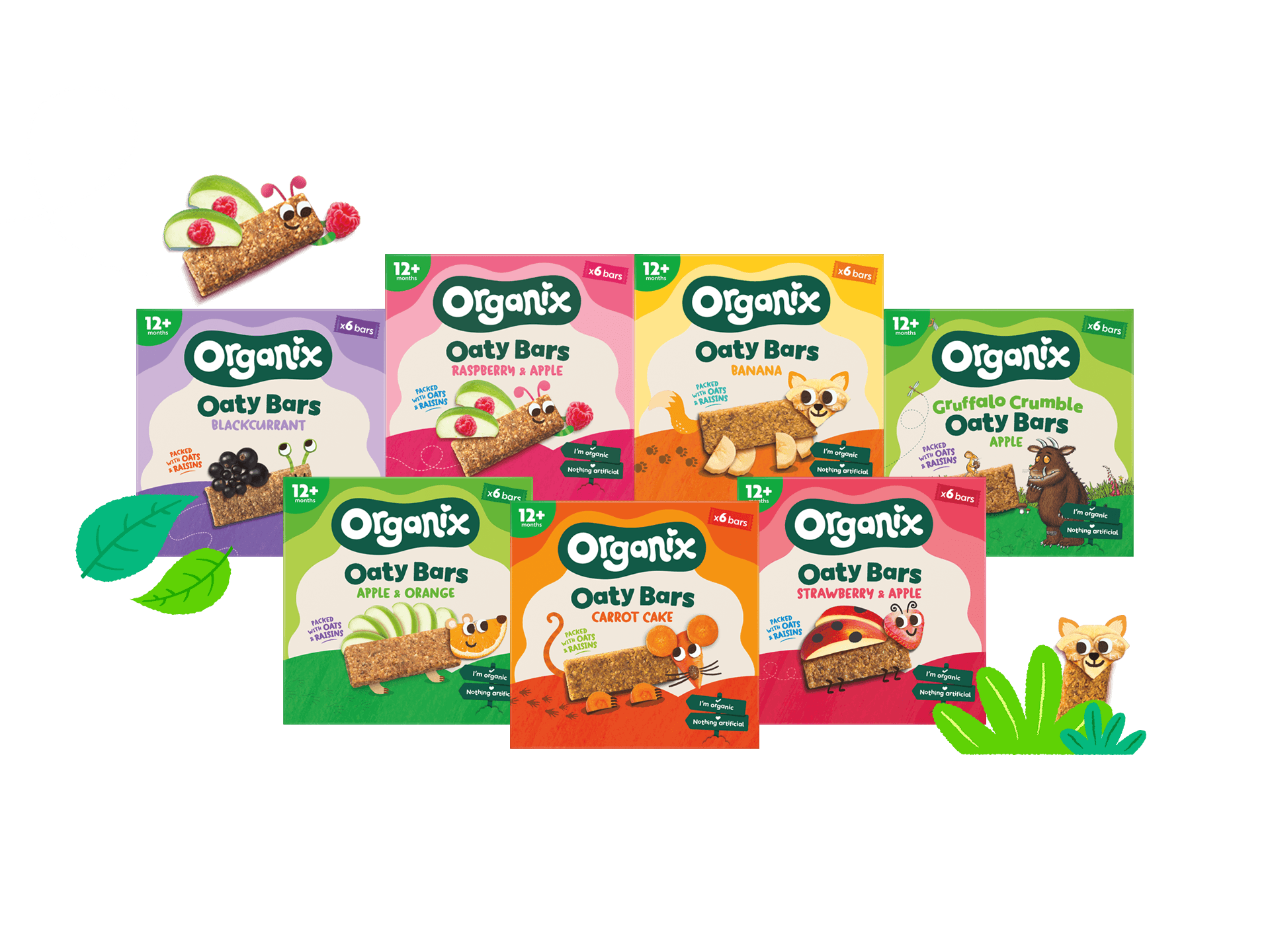 a selection of all of organix oaty bars